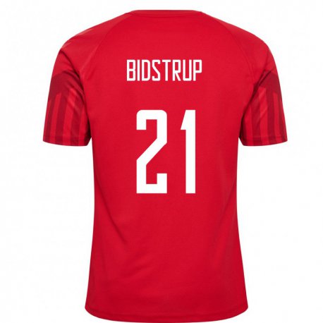 Kandiny Hombre Camiseta Dinamarca Mads Bidstrup #21 Rojo 1ª Equipación 22-24 La Camisa Chile