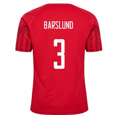 Kandiny Hombre Camiseta Dinamarca Kaare Barslund #3 Rojo 1ª Equipación 22-24 La Camisa Chile