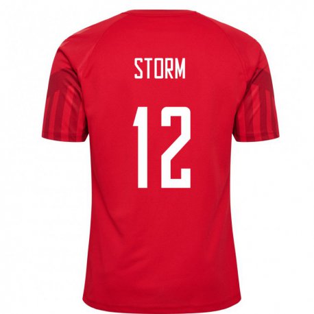 Kandiny Hombre Camiseta Dinamarca Tobias Storm #12 Rojo 1ª Equipación 22-24 La Camisa Chile