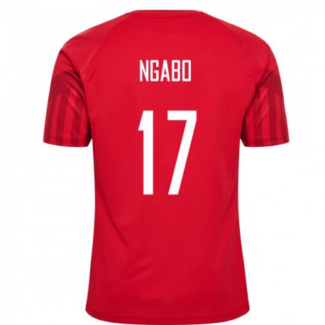 Kandiny Hombre Camiseta Dinamarca Sanders Ngabo #17 Rojo 1ª Equipación 22-24 La Camisa Chile