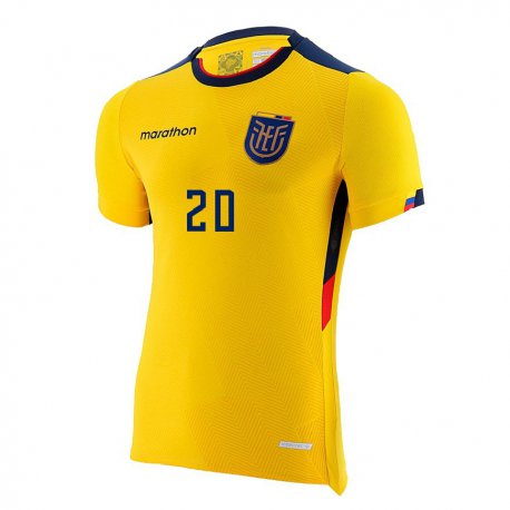 Kandiny Hombre Camiseta Ecuador Isabel Trujillo #20 Amarillo 1ª Equipación 22-24 La Camisa Chile