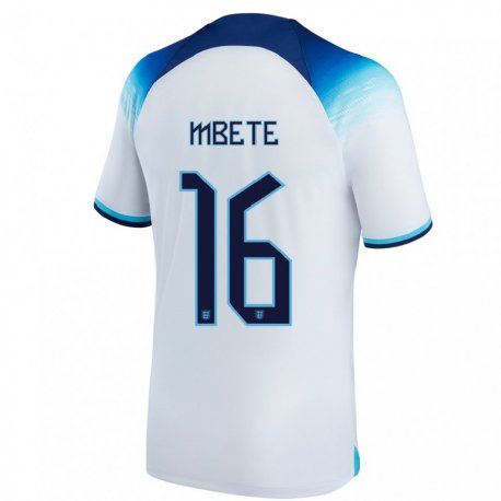 Kandiny Hombre Camiseta Inglaterra Luke Mbete #16 Blanco Azul 1ª Equipación 22-24 La Camisa Chile