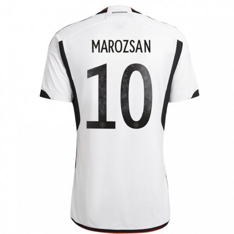 Kandiny Hombre Camiseta Alemania Dzsenifer Marozsan #10 Blanco Negro 1ª Equipación 22-24 La Camisa Chile