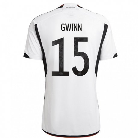 Kandiny Hombre Camiseta Alemania Giulia Gwinn #15 Blanco Negro 1ª Equipación 22-24 La Camisa Chile