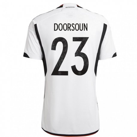 Kandiny Hombre Camiseta Alemania Sara Doorsoun #23 Blanco Negro 1ª Equipación 22-24 La Camisa Chile