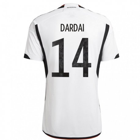 Kandiny Hombre Camiseta Alemania Marton Dardai #14 Blanco Negro 1ª Equipación 22-24 La Camisa Chile