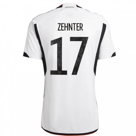 Kandiny Hombre Camiseta Alemania Aaron Zehnter #17 Blanco Negro 1ª Equipación 22-24 La Camisa Chile