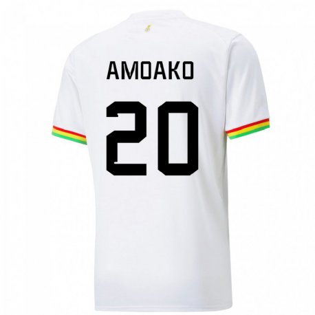 Kandiny Hombre Camiseta Ghana Linda Amoako #20 Blanco 1ª Equipación 22-24 La Camisa Chile