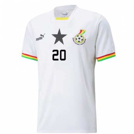 Kandiny Hombre Camiseta Ghana Linda Amoako #20 Blanco 1ª Equipación 22-24 La Camisa Chile