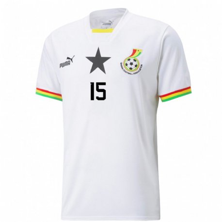 Kandiny Hombre Camiseta Ghana Jonas Adjei Adjetey #15 Blanco 1ª Equipación 22-24 La Camisa Chile