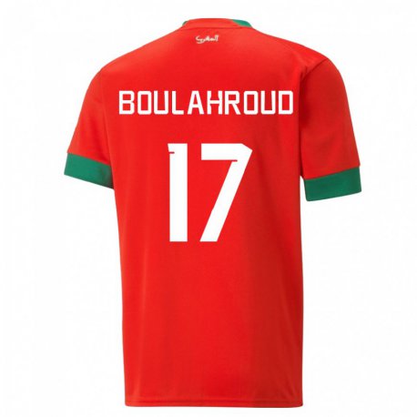 Kandiny Hombre Camiseta Marruecos Charaf Eddine Boulahroud #17 Rojo 1ª Equipación 22-24 La Camisa Chile