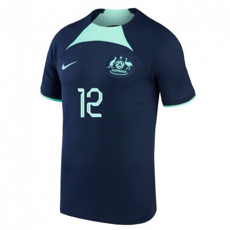 Kandiny Hombre Camiseta Australia Teagan Micah #12 Azul Oscuro 2ª Equipación 22-24 La Camisa Chile