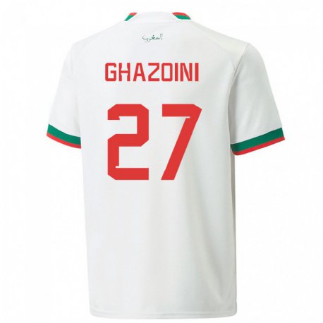Kandiny Hombre Camiseta Marruecos Amine Ghazoini #27 Blanco 2ª Equipación 22-24 La Camisa Chile