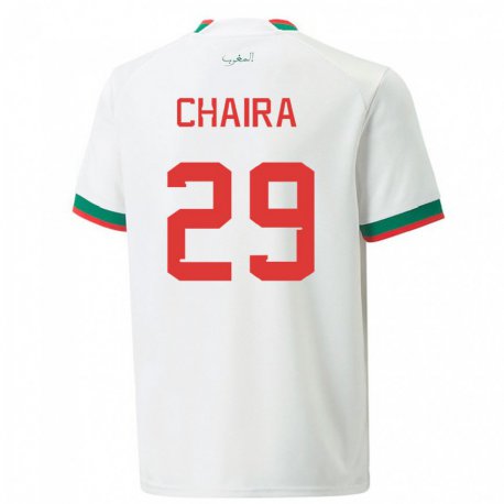 Kandiny Hombre Camiseta Marruecos Ilyas Chaira #29 Blanco 2ª Equipación 22-24 La Camisa Chile