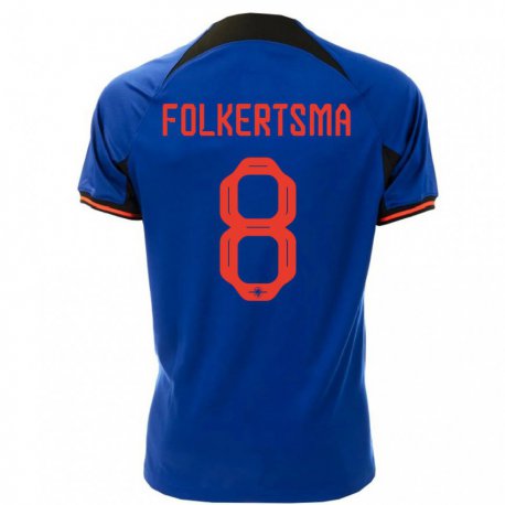 Kandiny Hombre Camiseta Países Bajos Sisca Folkertsma #8 Azul Real 2ª Equipación 22-24 La Camisa Chile