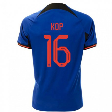 Kandiny Hombre Camiseta Países Bajos Lize Kop #16 Azul Real 2ª Equipación 22-24 La Camisa Chile