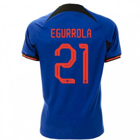 Kandiny Hombre Camiseta Países Bajos Damaris Egurrola #21 Azul Real 2ª Equipación 22-24 La Camisa Chile