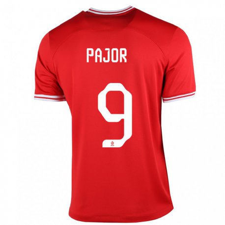 Kandiny Hombre Camiseta Polonia Ewa Pajor #9 Rojo 2ª Equipación 22-24 La Camisa Chile