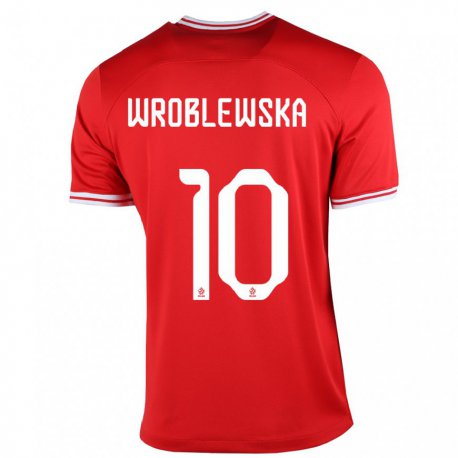 Kandiny Hombre Camiseta Polonia Joanna Wroblewska #10 Rojo 2ª Equipación 22-24 La Camisa Chile