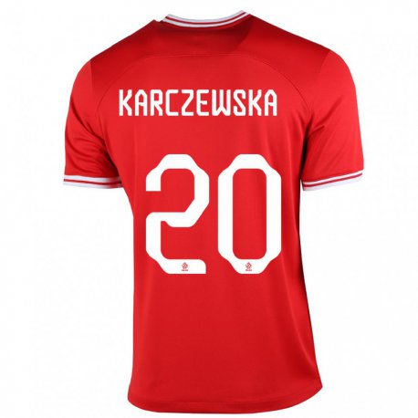 Kandiny Hombre Camiseta Polonia Nikola Karczewska #20 Rojo 2ª Equipación 22-24 La Camisa Chile