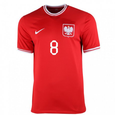Kandiny Hombre Camiseta Polonia Antoni Kozubal #8 Rojo 2ª Equipación 22-24 La Camisa Chile