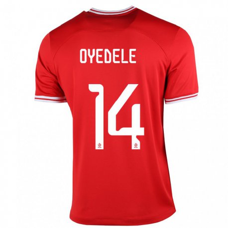 Kandiny Hombre Camiseta Polonia Maximillian Oyedele #14 Rojo 2ª Equipación 22-24 La Camisa Chile