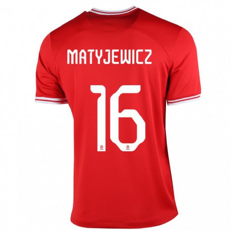 Kandiny Hombre Camiseta Polonia Wiktor Matyjewicz #16 Rojo 2ª Equipación 22-24 La Camisa Chile