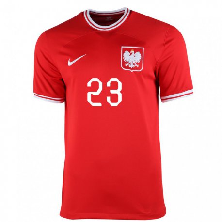 Kandiny Hombre Camiseta Polonia Milosz Brzozowski #23 Rojo 2ª Equipación 22-24 La Camisa Chile