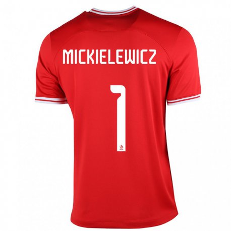 Kandiny Hombre Camiseta Polonia Aleksander Mickielewicz #1 Rojo 2ª Equipación 22-24 La Camisa Chile