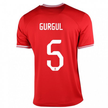Kandiny Hombre Camiseta Polonia Michal Gurgul #5 Rojo 2ª Equipación 22-24 La Camisa Chile