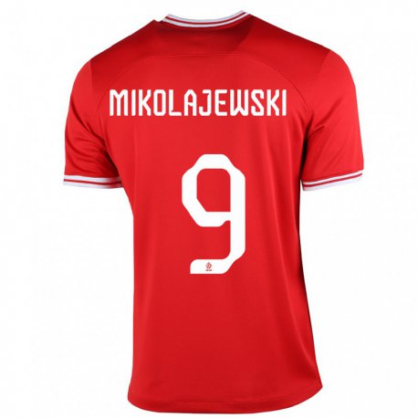 Kandiny Hombre Camiseta Polonia Daniel Mikolajewski #9 Rojo 2ª Equipación 22-24 La Camisa Chile