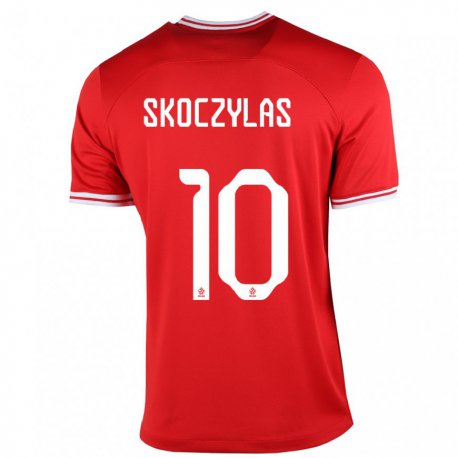 Kandiny Hombre Camiseta Polonia Mateusz Skoczylas #10 Rojo 2ª Equipación 22-24 La Camisa Chile