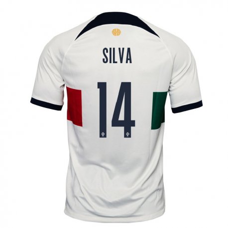 Kandiny Hombre Camiseta Portugal Dolores Silva #14 Blanco 2ª Equipación 22-24 La Camisa Chile