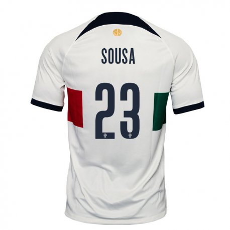 Kandiny Hombre Camiseta Portugal Afonso Sousa #23 Blanco 2ª Equipación 22-24 La Camisa Chile