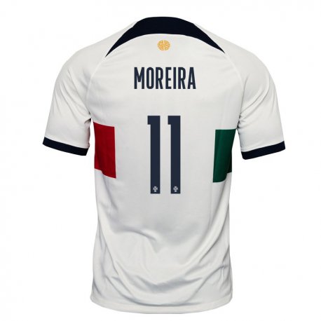 Kandiny Hombre Camiseta Portugal Diego Moreira #11 Blanco 2ª Equipación 22-24 La Camisa Chile