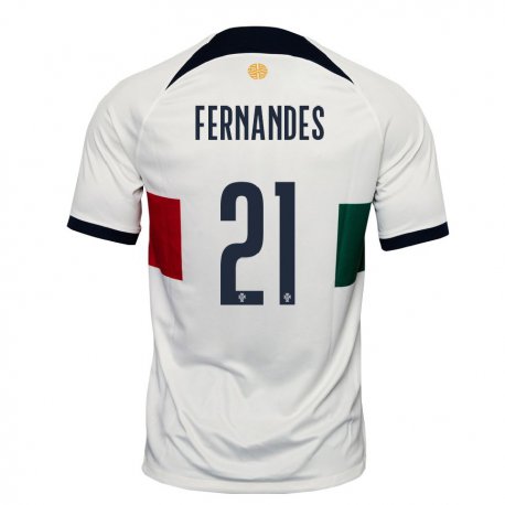 Kandiny Hombre Camiseta Portugal Mateus Fernandes #21 Blanco 2ª Equipación 22-24 La Camisa Chile
