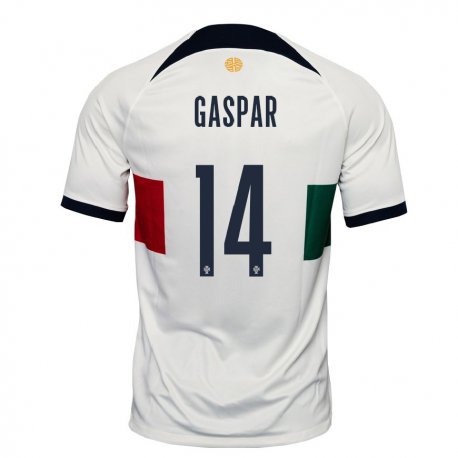 Kandiny Hombre Camiseta Portugal Guilherme Gaspar #14 Blanco 2ª Equipación 22-24 La Camisa Chile