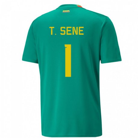 Kandiny Hombre Camiseta Senegal Thiaba Gueye Sene #1 Verde 2ª Equipación 22-24 La Camisa Chile