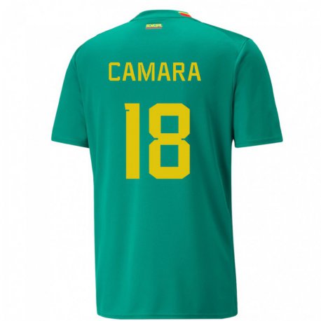 Kandiny Hombre Camiseta Senegal Meta Camara #18 Verde 2ª Equipación 22-24 La Camisa Chile