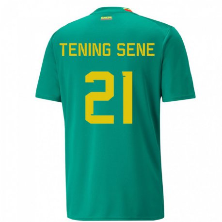 Kandiny Hombre Camiseta Senegal Tening Sene #21 Verde 2ª Equipación 22-24 La Camisa Chile