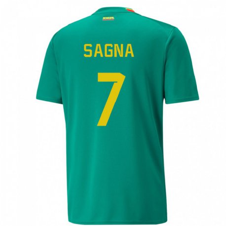 Kandiny Hombre Camiseta Senegal Amadou Sagna #7 Verde 2ª Equipación 22-24 La Camisa Chile