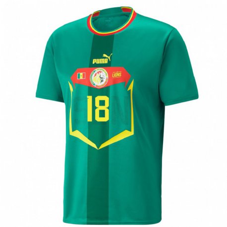 Kandiny Hombre Camiseta Senegal Faly Ndaw #18 Verde 2ª Equipación 22-24 La Camisa Chile