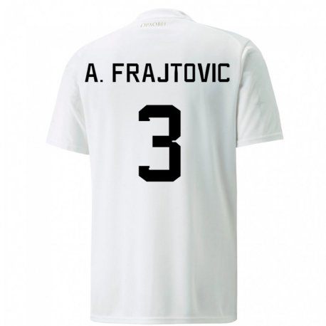 Kandiny Hombre Camiseta Serbia Andela Frajtovic #3 Blanco 2ª Equipación 22-24 La Camisa Chile