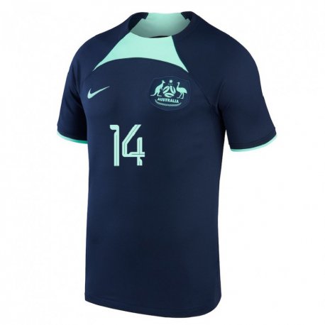 Kandiny Hombre Camiseta Australia Trent Ostler #14 Azul Oscuro 2ª Equipación 22-24 La Camisa Chile