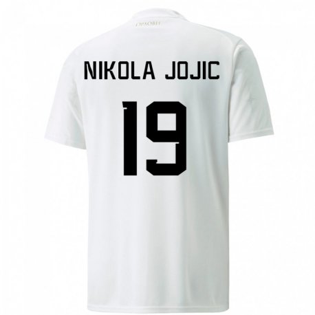 Kandiny Hombre Camiseta Serbia Nikola Jojic #19 Blanco 2ª Equipación 22-24 La Camisa Chile