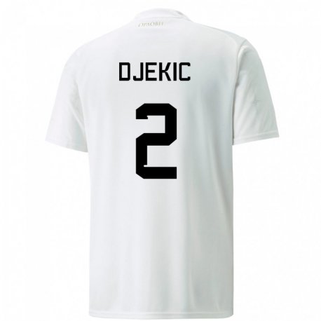 Kandiny Hombre Camiseta Serbia Djuro Giulio Djekic #2 Blanco 2ª Equipación 22-24 La Camisa Chile
