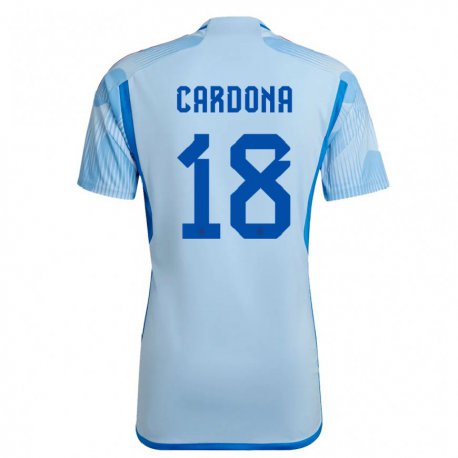 Kandiny Hombre Camiseta España Marta Cardona #18 Cielo Azul 2ª Equipación 22-24 La Camisa Chile