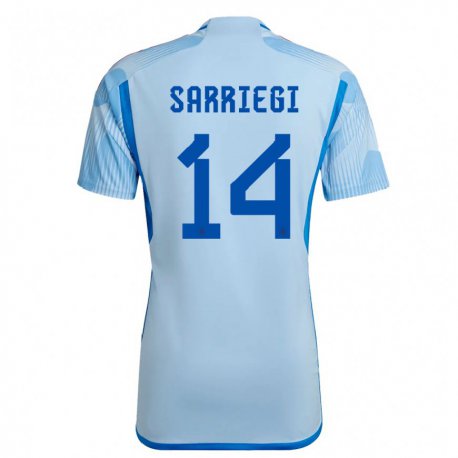 Kandiny Hombre Camiseta España Amaiur Sarriegi #14 Cielo Azul 2ª Equipación 22-24 La Camisa Chile