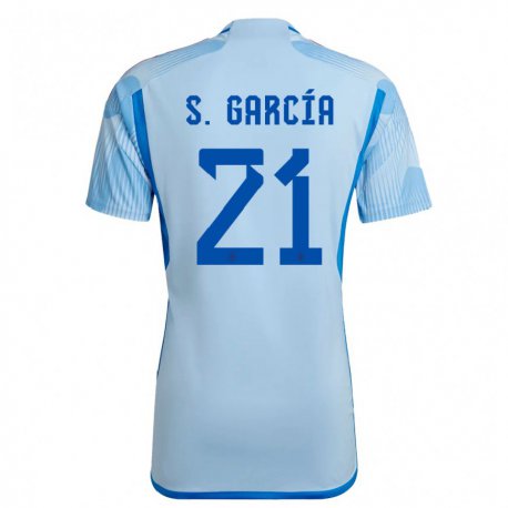 Kandiny Hombre Camiseta España Sheila Garcia #21 Cielo Azul 2ª Equipación 22-24 La Camisa Chile