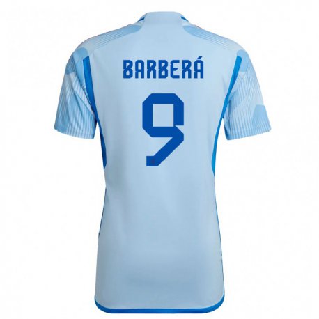 Kandiny Hombre Camiseta España Victor Barbera #9 Cielo Azul 2ª Equipación 22-24 La Camisa Chile